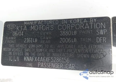 2015 Kia Forte Lx from USA, damaged, VIN KNAFX4A6XF5286156